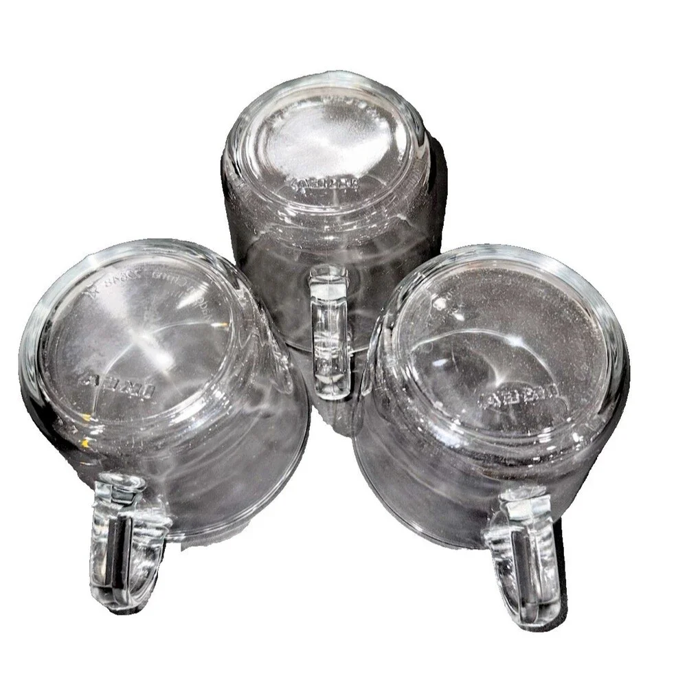 3 Ikea Clear Glass Mug New